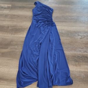 Halston Heritage Royal Blue One-Shoulder Dress
